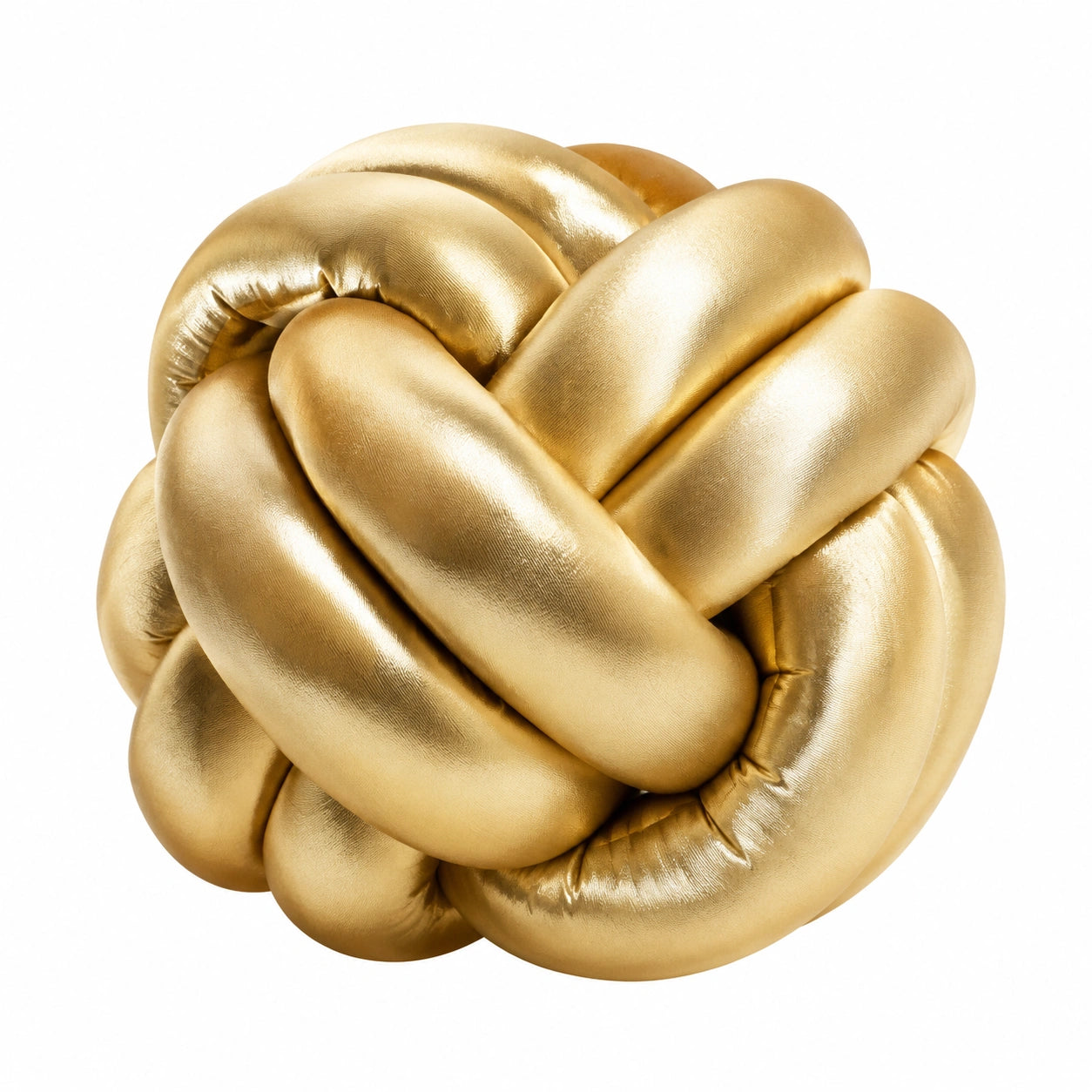 Knoten-Kissen 35 cm Kunstleder Gold dekoratives Sofakissen