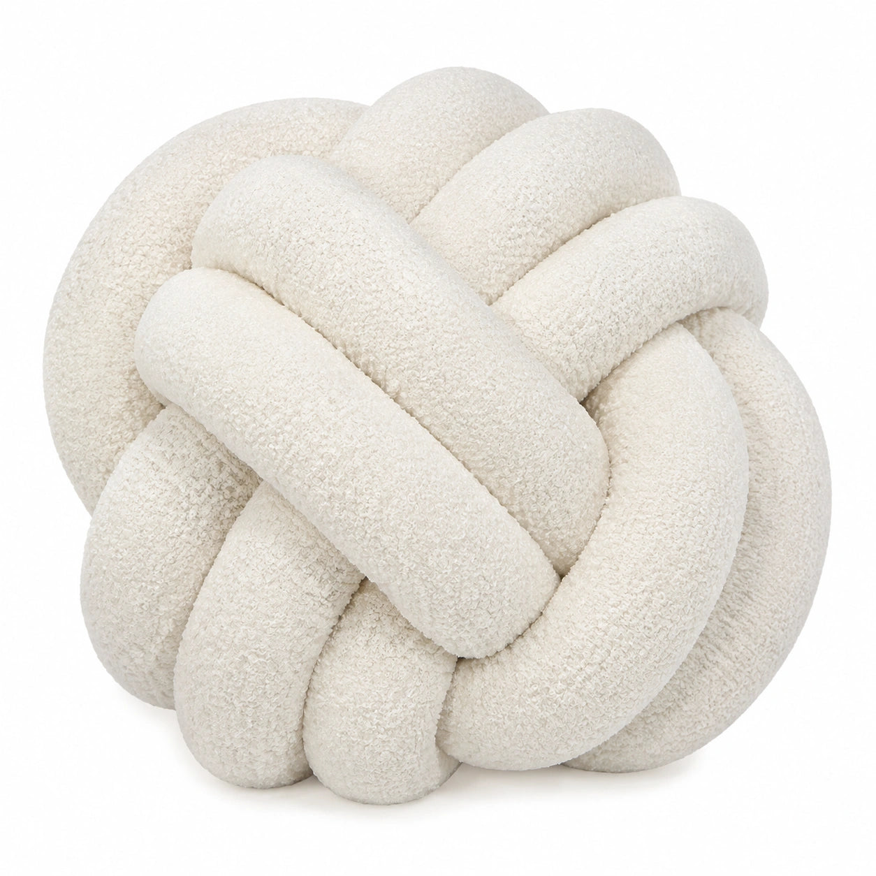 Knotenkissen 30 cm Bouclé Cremeweiß geflochtenes Dekokissen