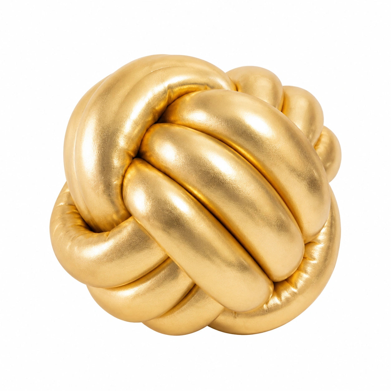 Knoten Kissen 35 cm goldfarben in Lederoptik dekorativ