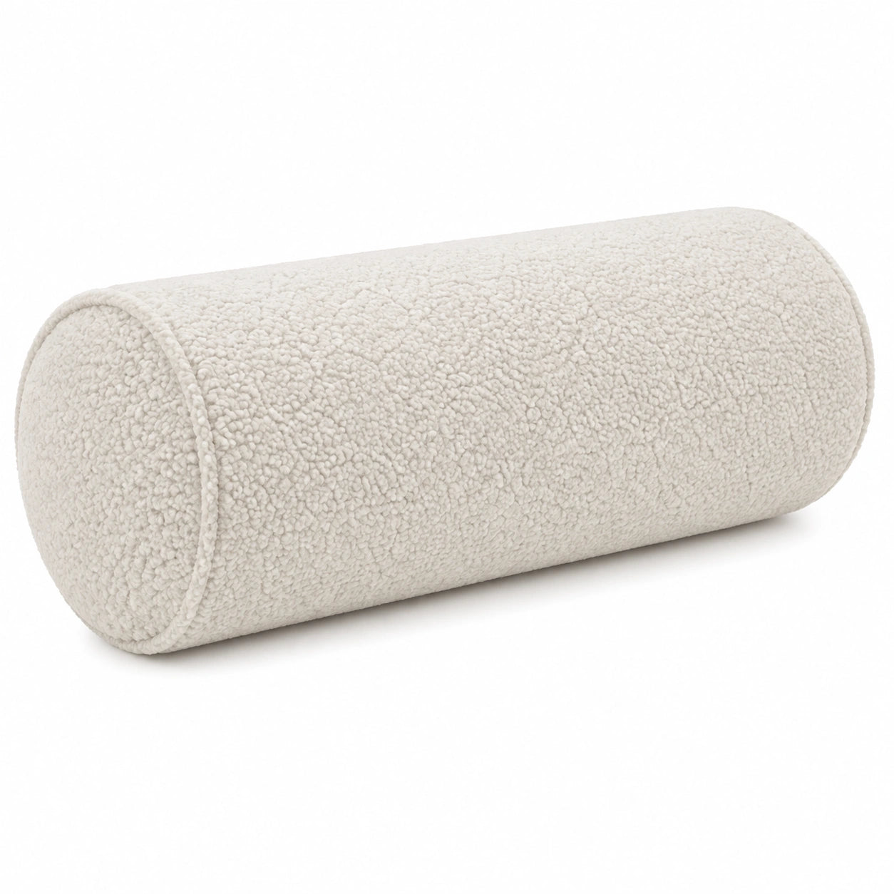 Nackenrolle 20 x 50 cm aus Teddyplüsch Creme für Sofa und Bett