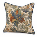 Dekokissen 45 x 45 cm Webstoff Beige Blau mit Blumenmuster