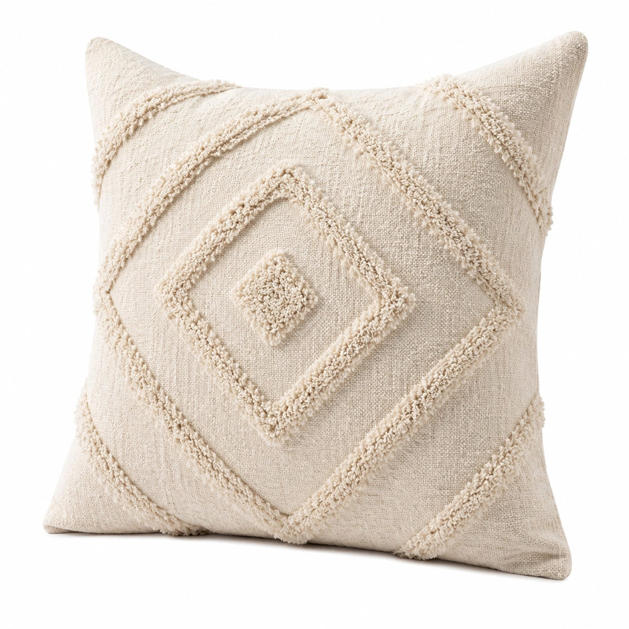 Zierkissen 45 x 45 cm Creme Textil mit geometrischer Struktur