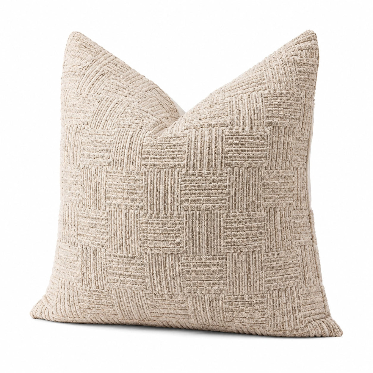 Dekokissen 45 x 45 cm Textil Beige strukturiert