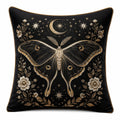 Dekokissen 45 x 45 cm Schwarz Gold mit Schmetterlingsmotiv und floraler Stickerei