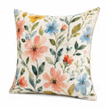 Dekokissen 45 x 45 cm mit Blumenmuster in Creme Rosa Blau Grün