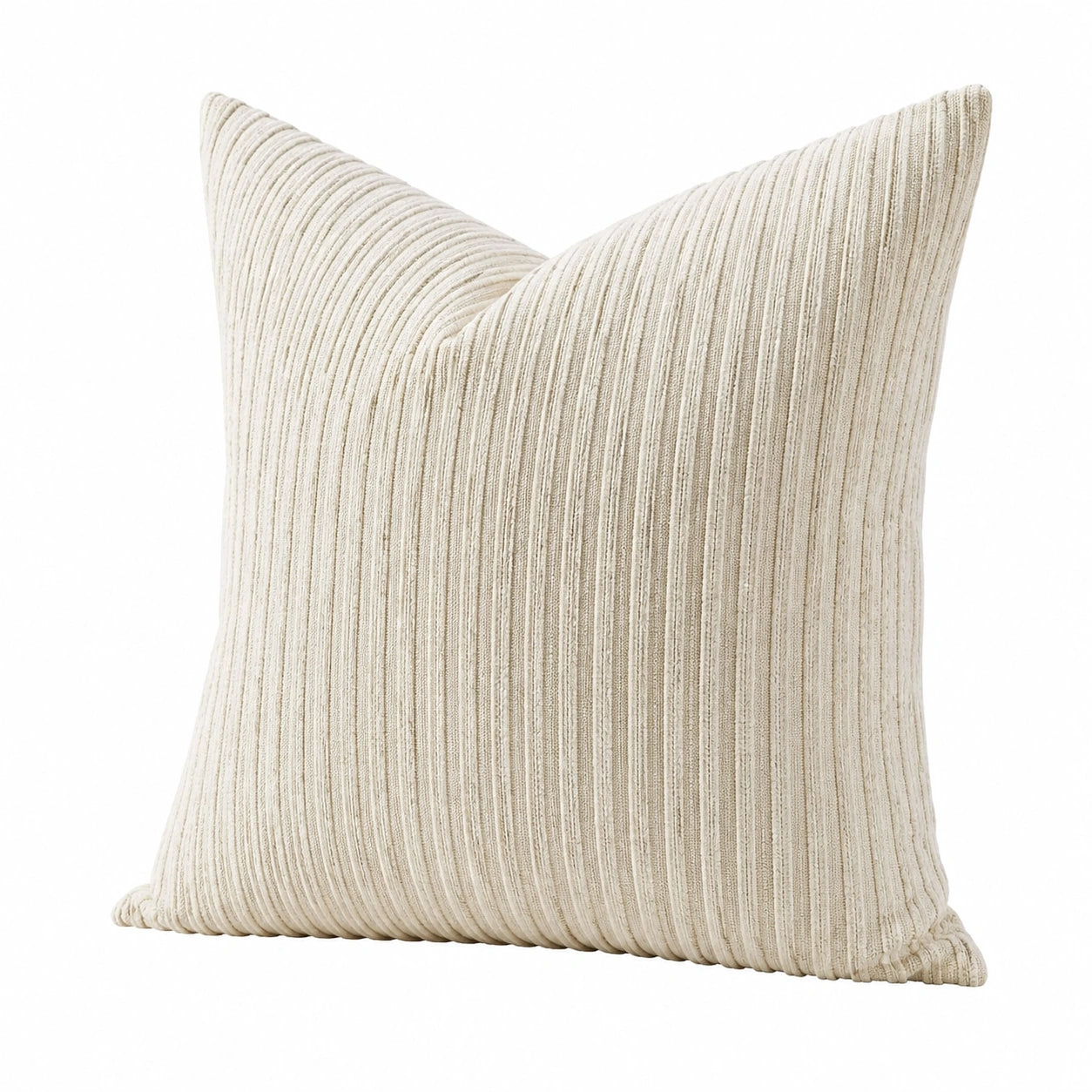 Zierkissen 45 x 45 cm aus Textil in Creme - geripptes Sofakissen