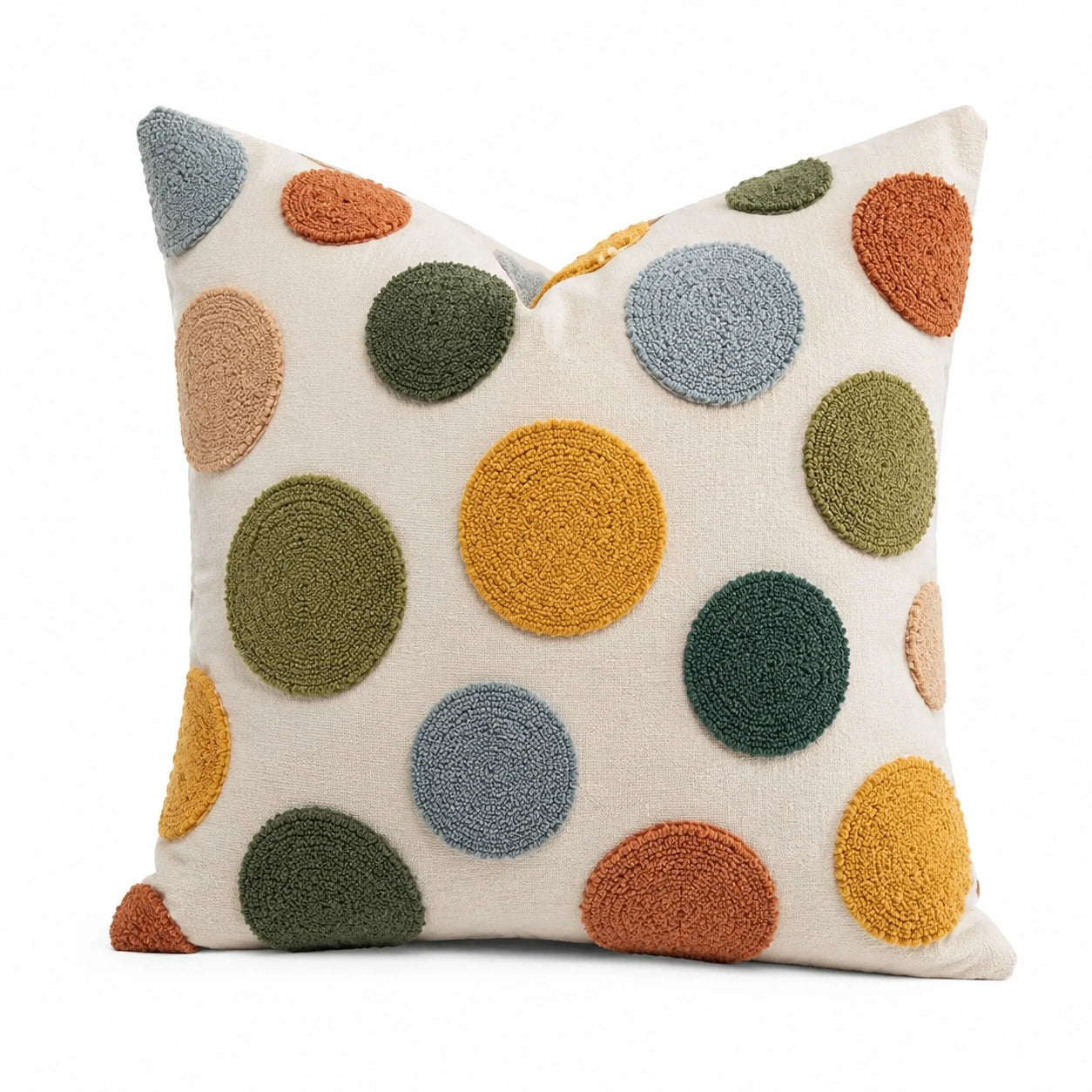 Dekokissen 45 x 45 cm aus Textil in Creme mit buntem Punktmuster