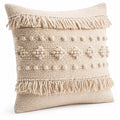 Dekokissen 45 x 45 cm Baumwolle Creme mit Fransen Boho