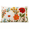 Dekokissen 50 x 35 cm Cremefarben Textil mit Blumenstickerei Boho-Stil
