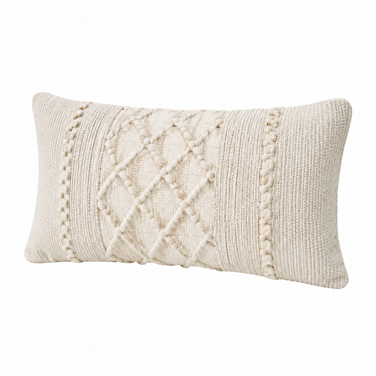 Dekokissen 50 x 30 cm in Creme aus Textil mit gewebter Struktur