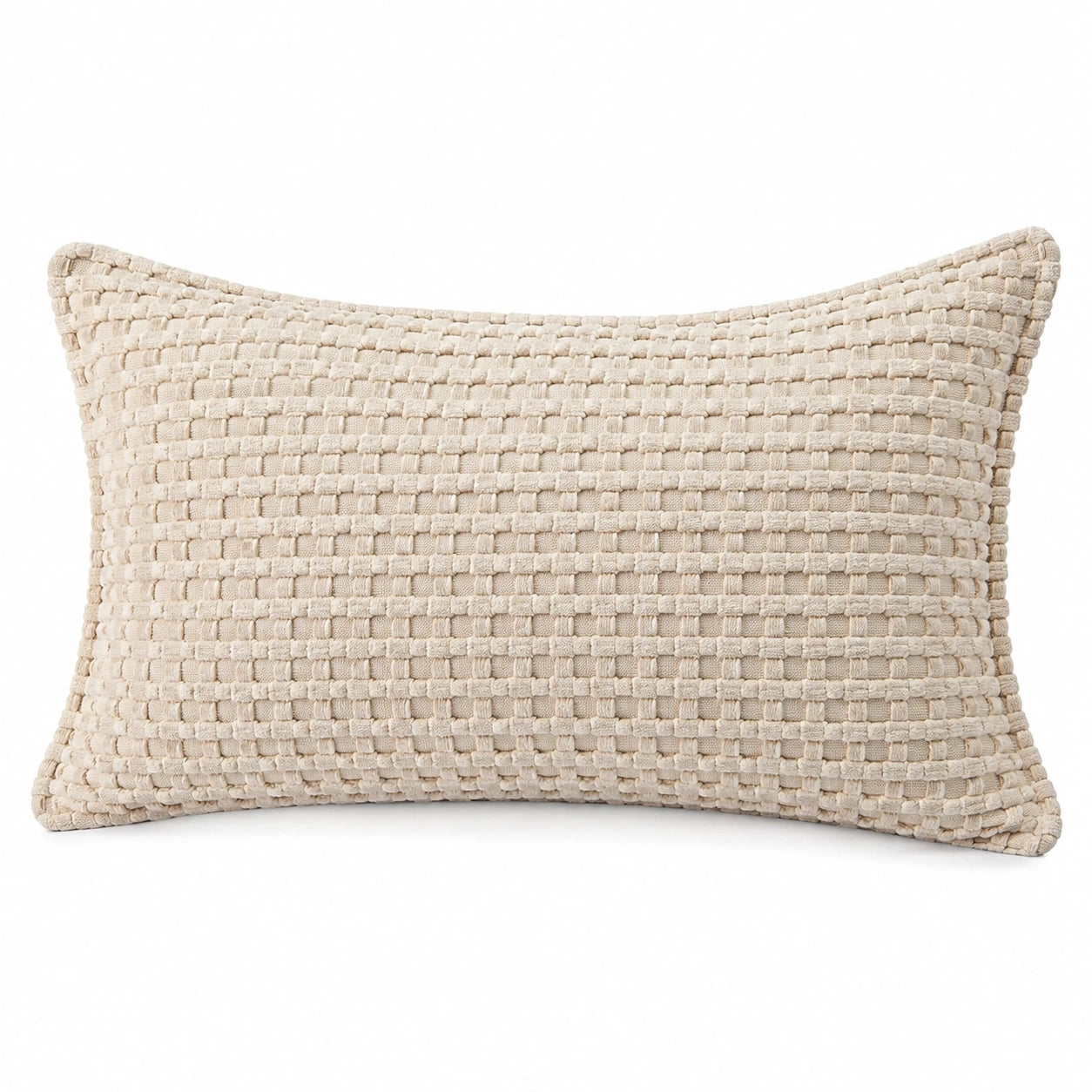 Dekokissen 50 x 30 cm aus Strukturtextil in Creme für Wohnräume