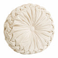 Rundes Zierkissen 45 cm Samt Creme mit Faltenstruktur