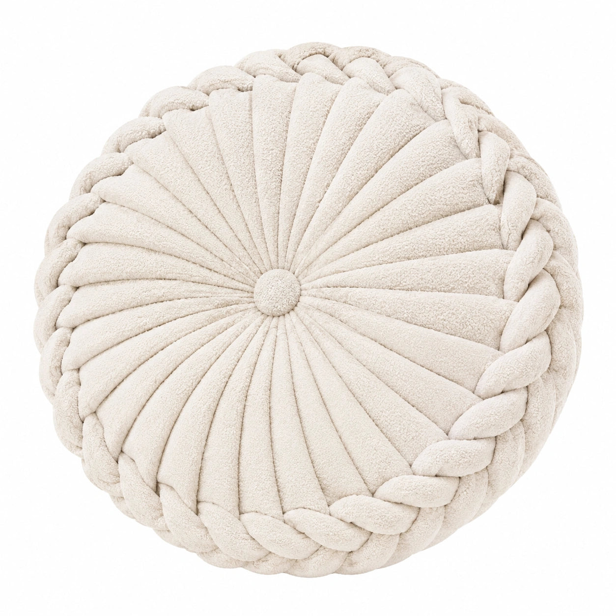 Rundkissen 45 cm Textil Creme dekorativ geflochten