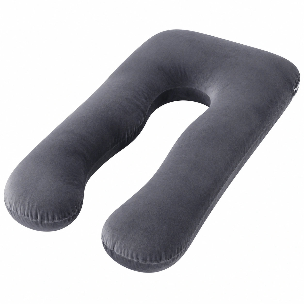 U-förmiges Schwangerschaftskissen 140 cm dunkelgrau Textil samtige Oberfläche Schlafunterstützung