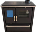 EEK Kaminofen, 7.7 kW, Schwarz/Silber, A+ Holzofen Kochherd Verso Cs Plus Inox mit Leistung, Großem Backfach und Robustem Edelstahldesign