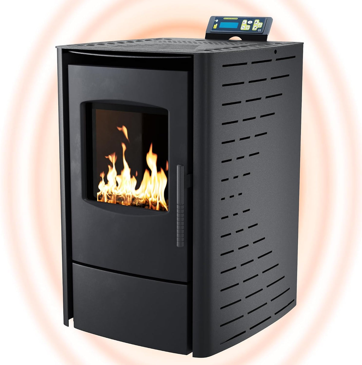 Nemaxx Pelletheizungen, 120 m, 6 kW, Schwarz, ® P6 Pelletofen A+ bis ³, Auto-Reinigungszyklus, ECO-Modus