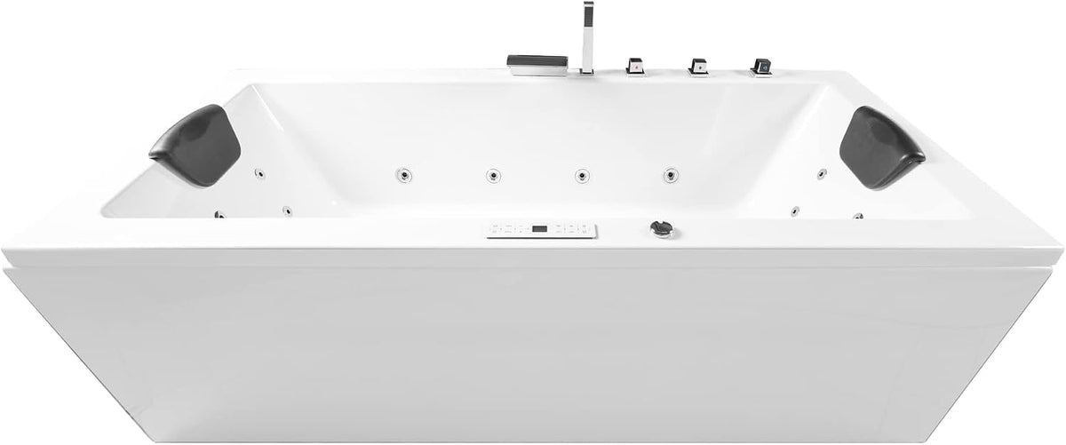 Basera Badewannen mit Sprudelfunktion, 180 x 80 x 62 cm, Weiß/Schwarz, Classic Indoor Whirlpool Badewanne Naxos mit 24 Massagedüsen
