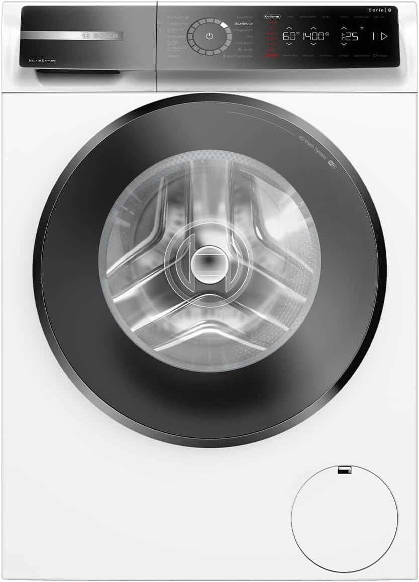 Bosch Waschmaschine, 9 kg, Weiß/Schwarz, WGB244071, Stiftung Warentest Testsieger*, Serie 8, Smarte, Made in Germany