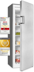 Exquisit Gefrierschrank, 194 l, Silber, GS271-NF-H-010E inoxlook, NoFrost Volumen, Tiefkühlschrank mit 5 Schubladen