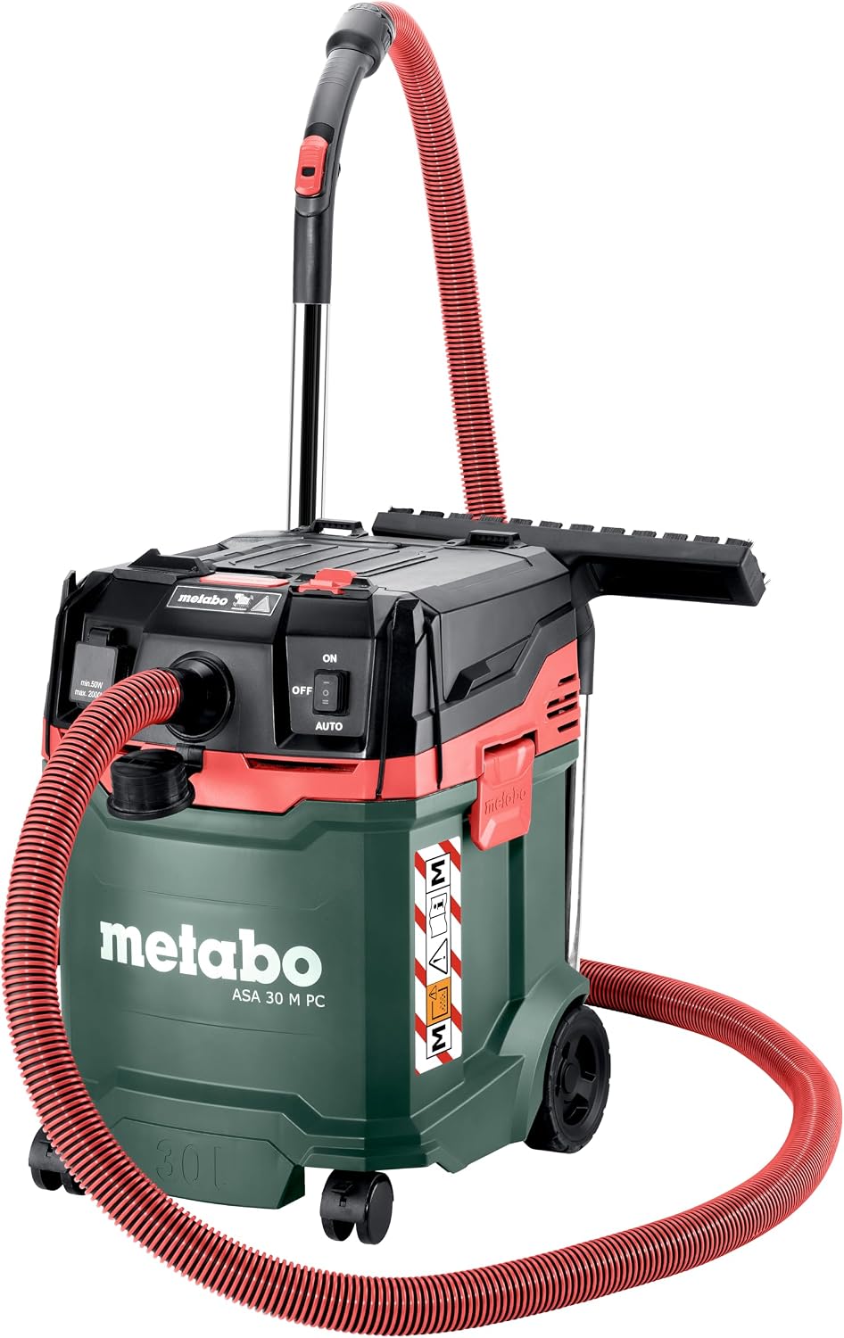 metabo Nass-Trockensauger, 30 M, 8 m, Grün/Rot/Schwarz, ASA PC Allessauger, 602087000, Nass-/Trockensauger mit integrierter Filterabreinigung