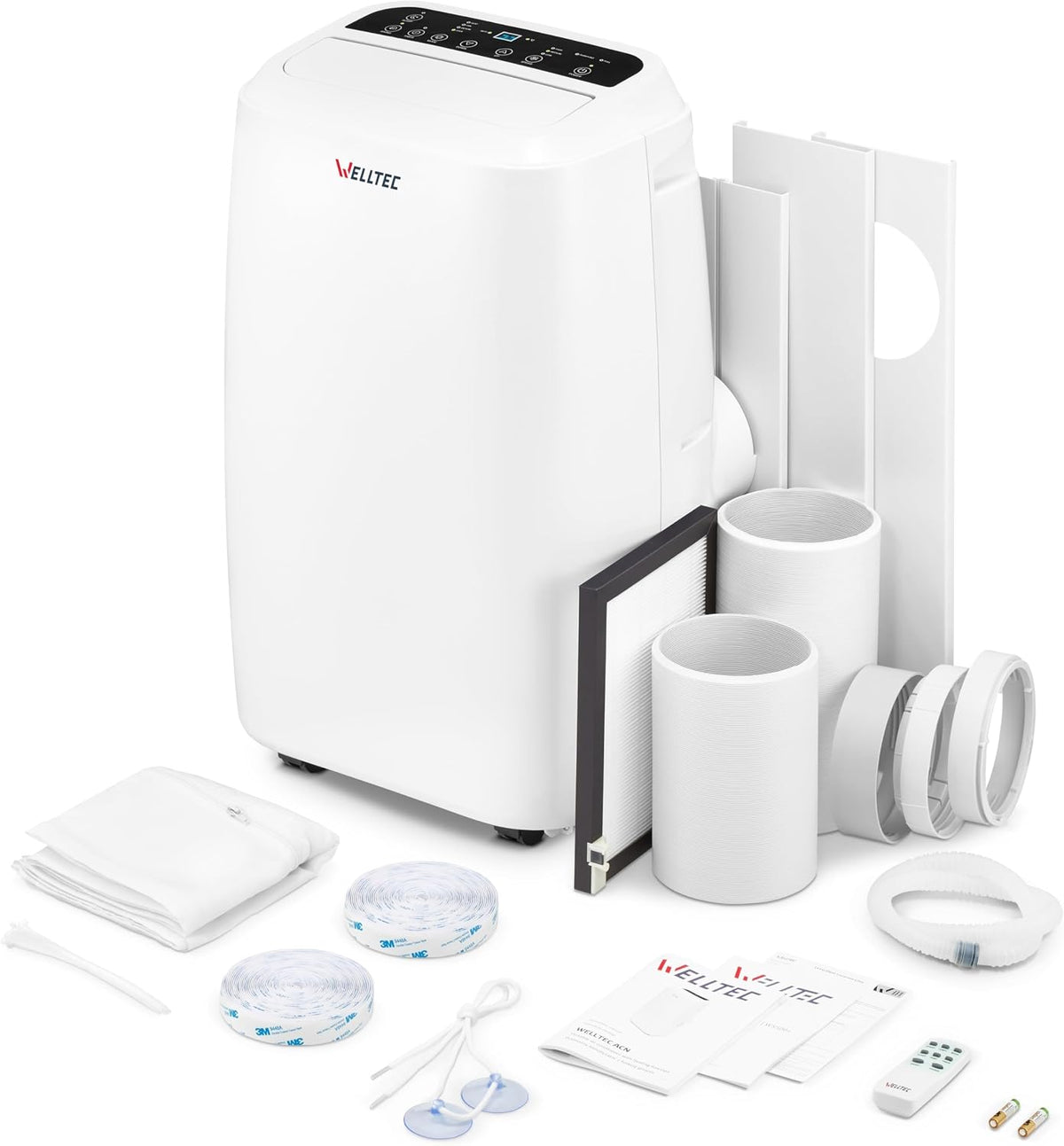 welltec Klimaanlage, 100 m, Weiß, ACN18 Mobile, 5in1 Klimagerät: Kühlung, Heizung, Entfeuchtung, Belüftung, Luftreinigung