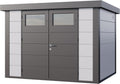 Gerätehaus Telluria, 20 x, verzinkter Stahl, Grau/Weiß, Eleganto 3024 Gartenhaus aus Stahl, Doppeltür, 1 m²