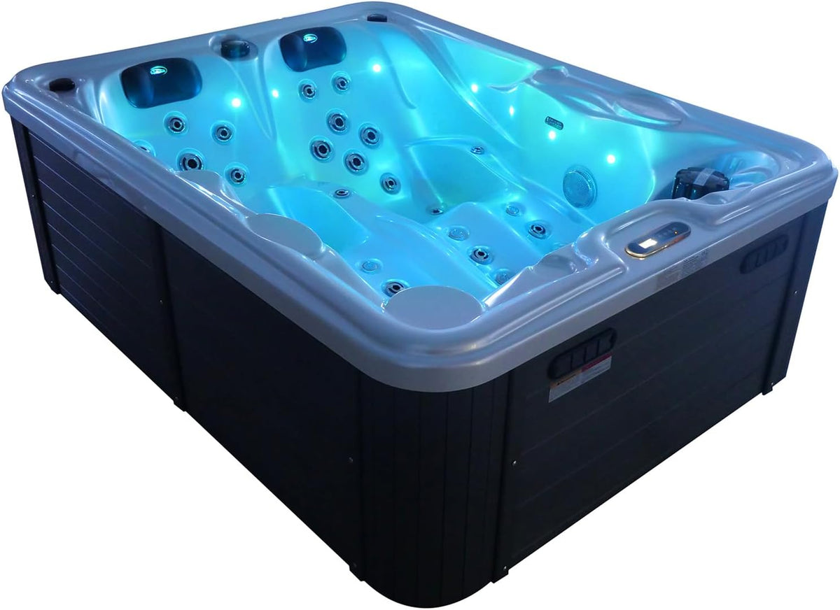 Tronitechnik Badewannen mit Sprudelfunktion, 620 Liter, schwarz/weiß, ® Outdoor Whirlpool, 2 Personen, Winterfest isoliert