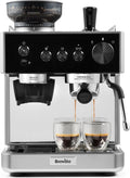 Breville Milchaufschäumer, Schwarz/Silber, Barista-Espressomaschine „Classic', Komplett-Kaffeemaschine mit integrierter Kaffeemühle