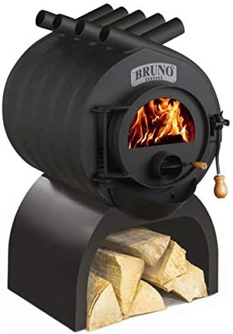 BRUNO Kaminofen, 12 kW, Schwarz, Werkstattofen Mini III - Warmluftofen -, ohne Seitenverkleidung)