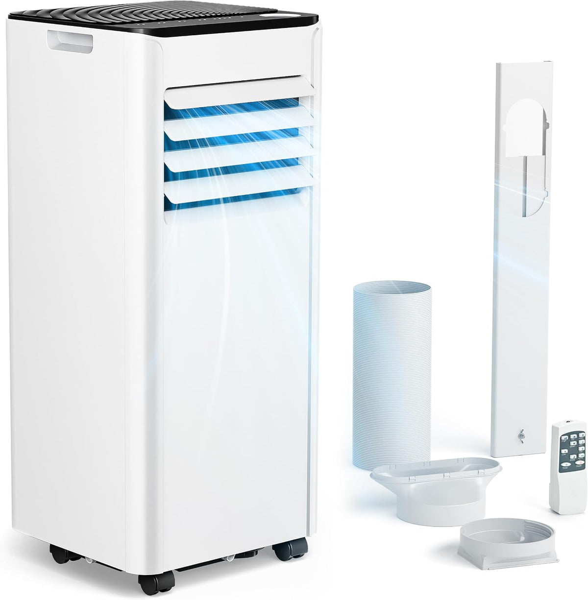 E EUHOMY Klimaanlage, 20 m, Weiß, Mobil - Klimagerät mit Abluftschlauch 7000 BTU, 4-in-1 Mobiles Klimagerät, Leiser Betrieb