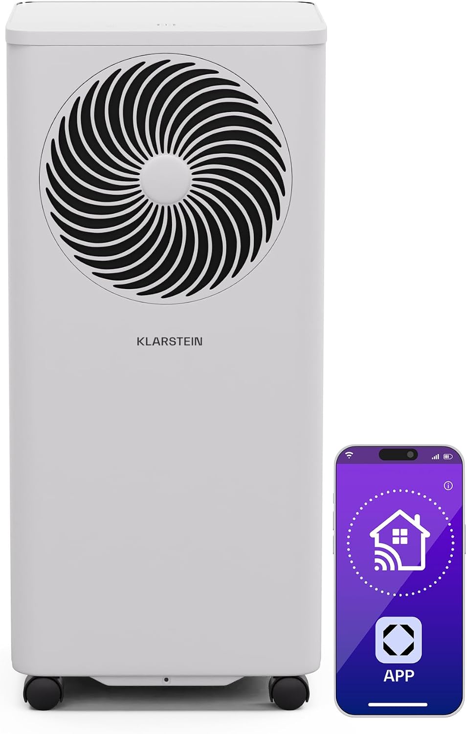 Klarstein Luftentfeuchter, Weiß/Schwarz, mobile Klimaanlage mit Abluftschlauch, 9000 BTU - praktischer, Ventilator & Kühler in einem