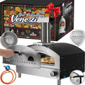 heidenfeld Pizzaofen, Silber/Schwarz, Gas Venezia, Gasofen - 500°C - Pizza Ofen - Pizzamaker - Edelstahl