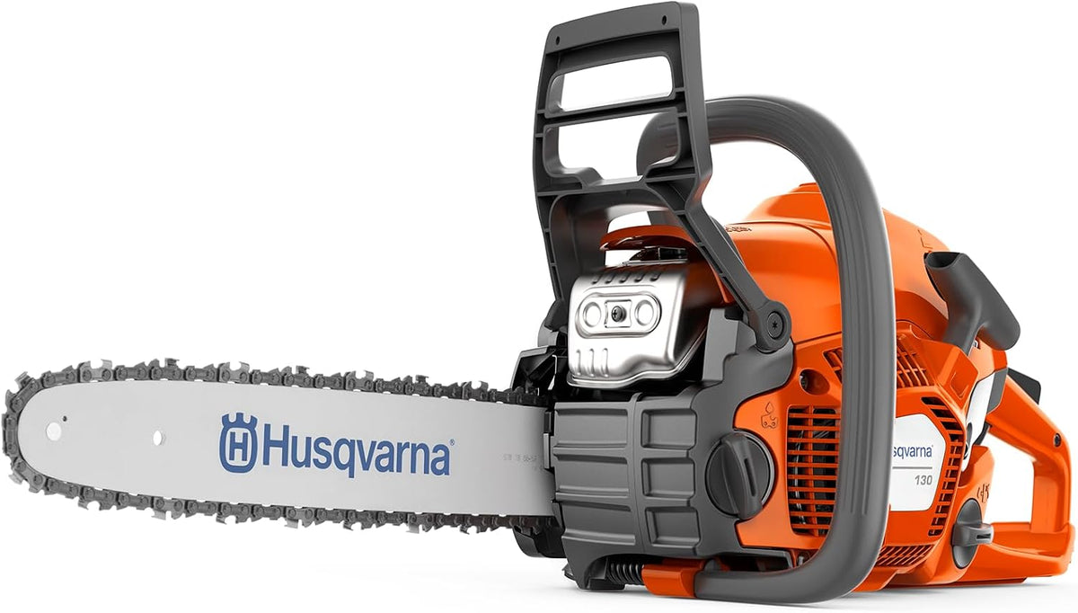 Husqvarna Kettensäge, 35 cm, Orange/Grau, 130 Benzin- - 38 cc X-Torq® Motor, Schiene und Kette, LowVib®