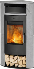 Fireplace Kaminofen, 6 kW, Silber/Schwarz, Kft. Malta mit Specksteinverkleidung, Silber, Holz, Heizgerät
