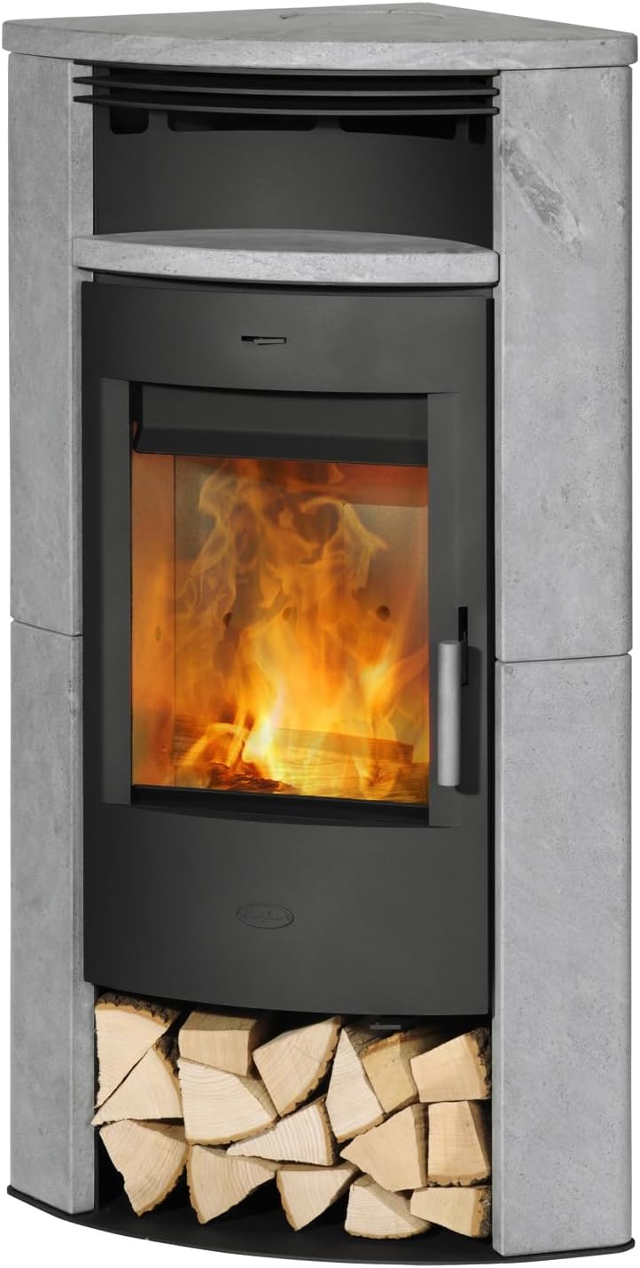 Fireplace Kaminofen, 6 kW, Silber/Schwarz, Kft. Malta mit Specksteinverkleidung, Silber, Holz, Heizgerät