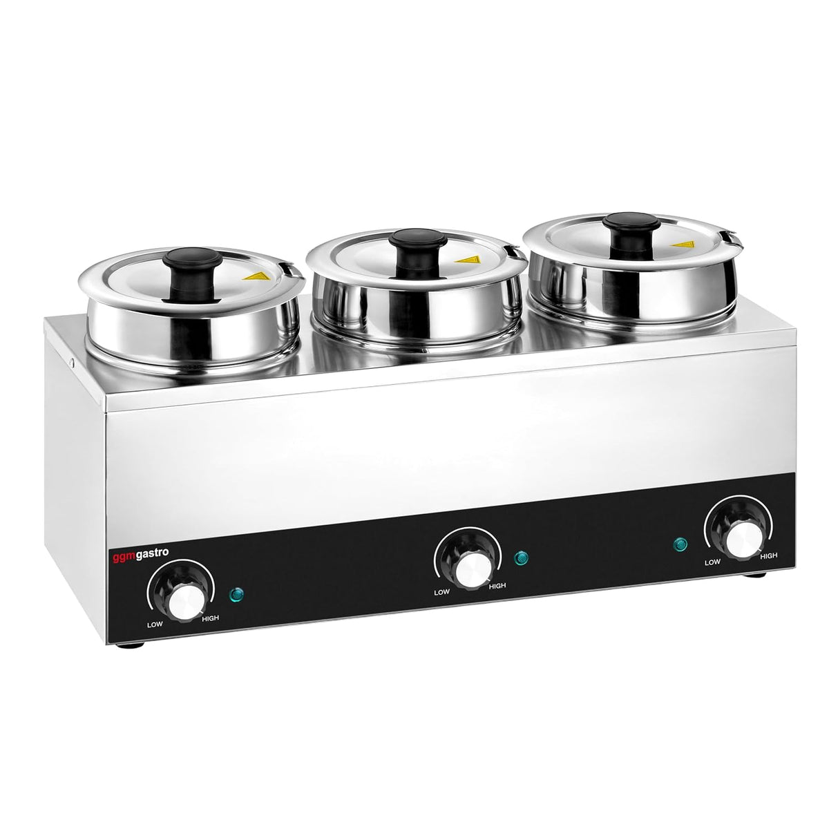 GGM Gastro Backofen, 10,5 Liter, 3,5 Liter, Silber/Schwarz, BHPV35-3, Bain-Marie - Hotpot - - 450 Watt - 3 Töpfe mit je