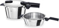 Fissler Vitaquick/Schnellkochtopf-Set Schnellkochtöpfe, 4,5 L, 2,5 L, 22 cm, Silber/Schwarz