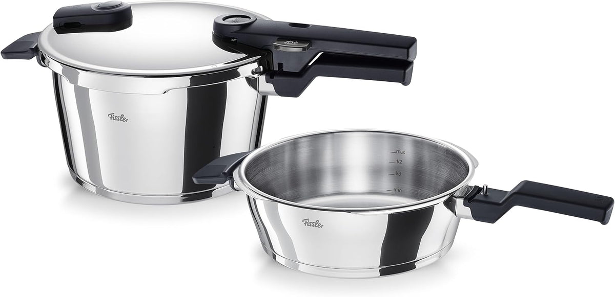 Fissler Vitaquick/Schnellkochtopf-Set Schnellkochtöpfe, 4,5 L, 2,5 L, 22 cm, Silber/Schwarz