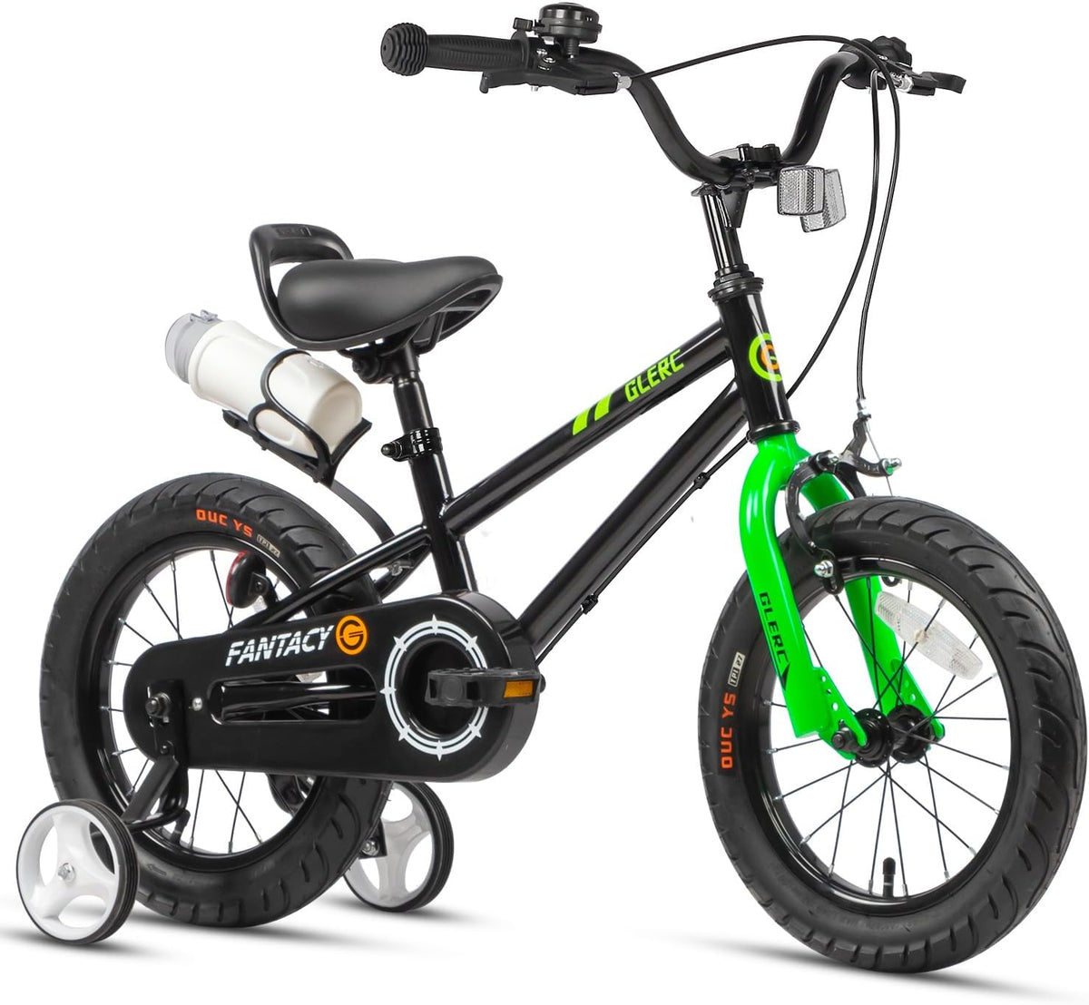 Glerc Fahrrad, 20 Zoll, Schwarz/Grün, Fantacy 12 14 16 18 Kinder für 2-14 Jahre alt mit, mehrere Farben