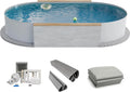 Fresh-Pool Stahlrahmenpool, 525x320x120 cm, 0,6 mm, 0,8 mm, Weiß/Grau, Profi Stahlwand Set oval, Stahl weiß, Folie grau