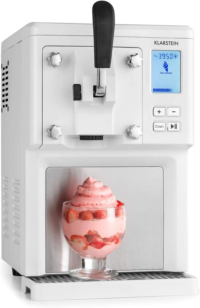 Klarstein Kompressor, 1,5 Liter, Weiß/Schwarz, Sweet Sundae - Eiscrememaschine, mitselbstkühlendem, 200 Watt, Ausgabesystem