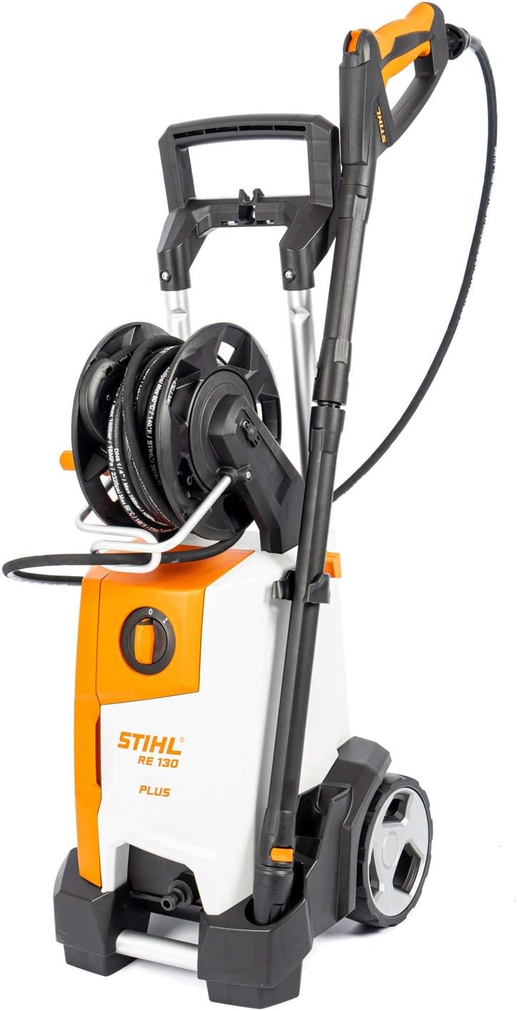 Stihl Hochdruckreiniger, 135 bar, Weiß/Schwarz/Orange, RE 130 PLUS Pressure Washer mit, Aluminium-Pumpenkopf, kabelgebunden