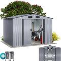 Gerätehaus Gardebruk, 260x205x180 cm, 5m, 9m, Grau, ® XXL Metall ² mit Fundament Schiebetür Metallic
