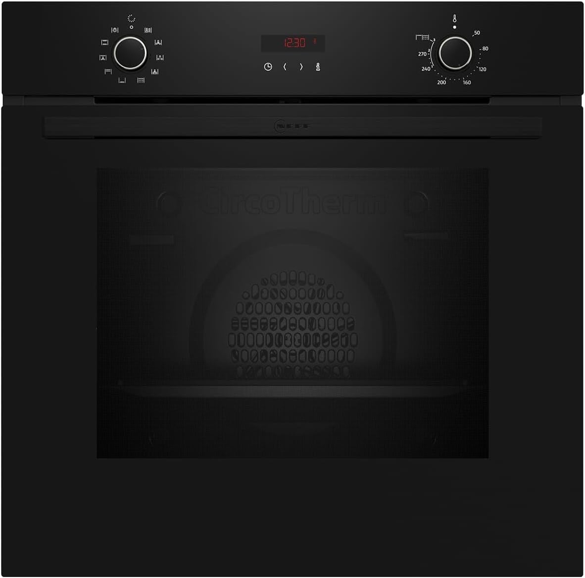 Neff Backofen, 60 x 60 cm, Schwarz, B2CCG6AK0 Einbau- N30, Integrierbarer, CircoTherm, EasyClean, Pyrolyse, LED-Display