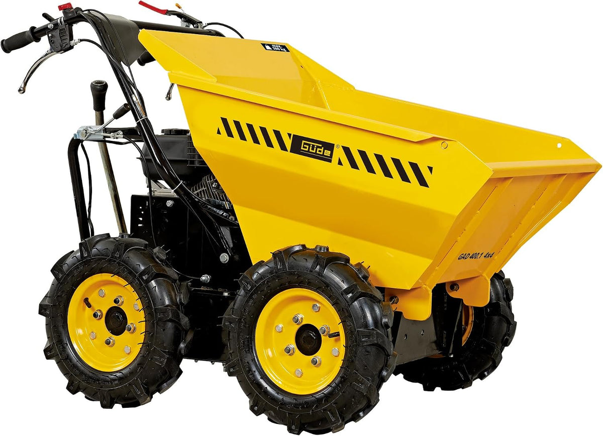 Güde Schubkarren, 196 cm, 400 kg, 120 l, Gelb/Schwarz, Allraddumper GAD 400.1/4x4 (4-Takt-Motor, ³ Hubr., 6 (kW/PS)