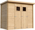 Gerätehaus TIMBELA, Beige, M310 Holzhaus Gartenhaus - Gartenschuppen Holz, 63 m2 Lagerschuppen für Garten - Fahrrad Schuppen