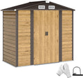 Outsunny Gerätehaus, 213x120x194 cm, 2,36 m, Eiche/Braun, Metall ², Outdoor-Gartenhaus aus verzinktem Stahl einfach zu montieren
