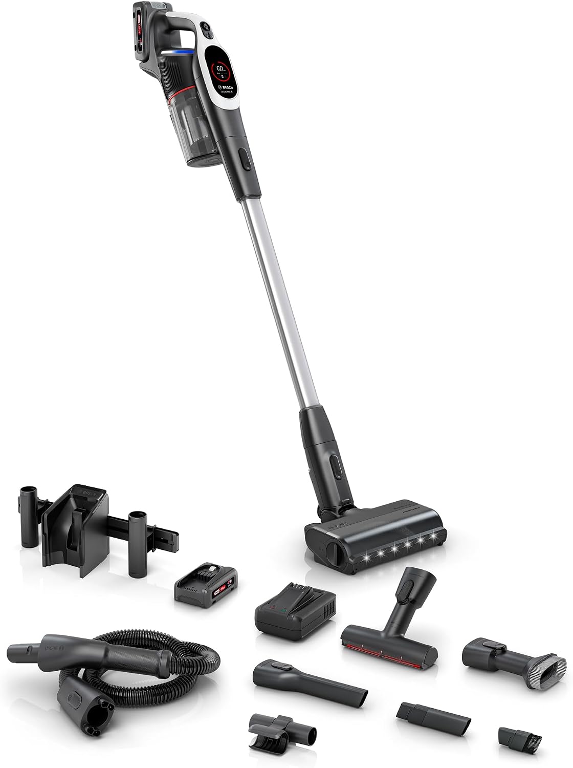 Bosch Staubsauger, 4 Ah, Schwarz/Silber, Akku- Unlimited 9 BTS942WQC, kabellos, MicroClean Technology, Display, Staubkomprimierung
