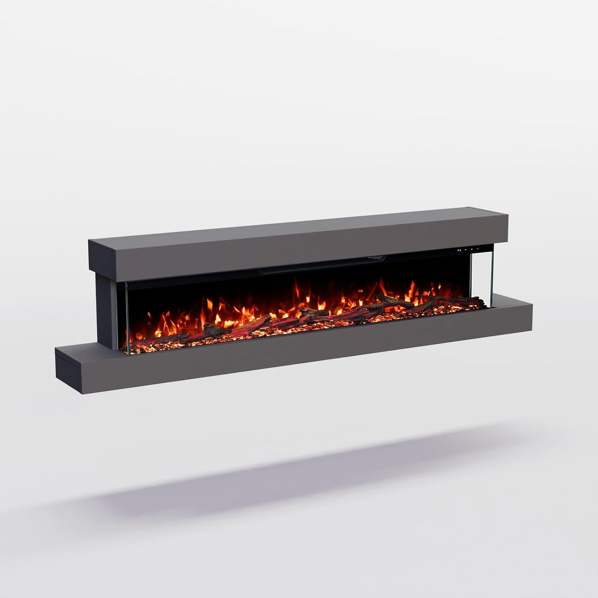 GLOW FIRE Elektrokamin, 157x39x21 cm, 1800 W, Grau, Cobalt 50 mit realistischem 3D LED-Feuer - Wand- mit, App Steuerung