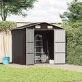 Gerätehaus Gecheer, 205x129x183 cm, Verzinkter Stahl, Braun/Grau, Braun Verzinkter Stahl, Gartenhaus Geräteschuppen Fahrradschuppen für Hinterhof